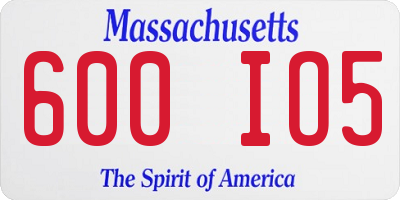 MA license plate 600IO5