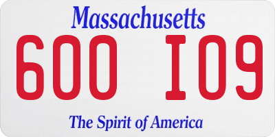 MA license plate 600IO9