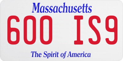 MA license plate 600IS9