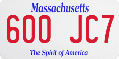 MA license plate 600JC7