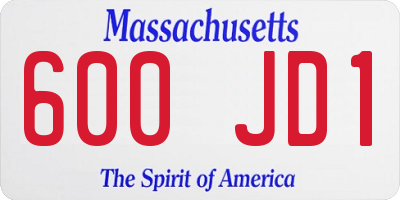 MA license plate 600JD1