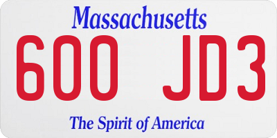 MA license plate 600JD3