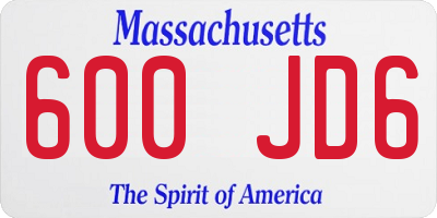 MA license plate 600JD6
