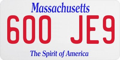 MA license plate 600JE9
