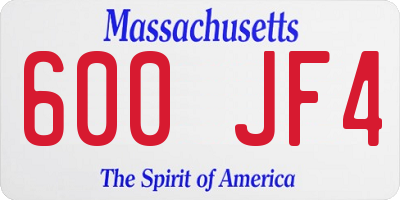 MA license plate 600JF4