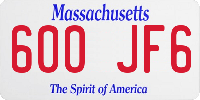 MA license plate 600JF6
