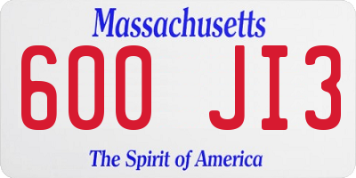 MA license plate 600JI3