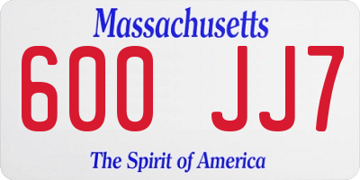 MA license plate 600JJ7