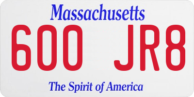 MA license plate 600JR8