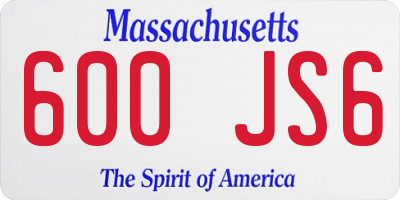 MA license plate 600JS6