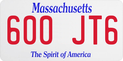 MA license plate 600JT6