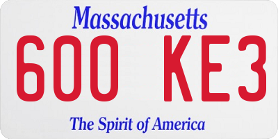 MA license plate 600KE3