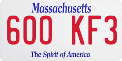 MA license plate 600KF3