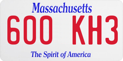 MA license plate 600KH3