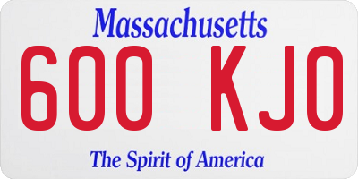 MA license plate 600KJ0