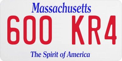 MA license plate 600KR4