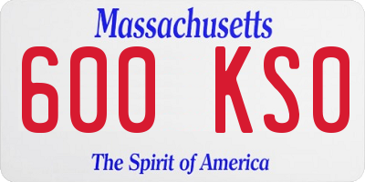MA license plate 600KS0