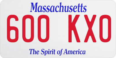 MA license plate 600KX0