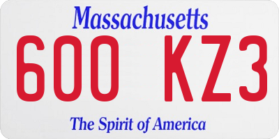 MA license plate 600KZ3