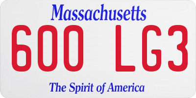 MA license plate 600LG3