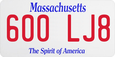 MA license plate 600LJ8