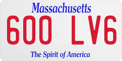 MA license plate 600LV6