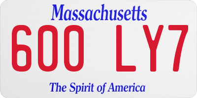 MA license plate 600LY7