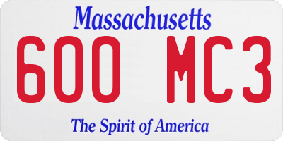 MA license plate 600MC3