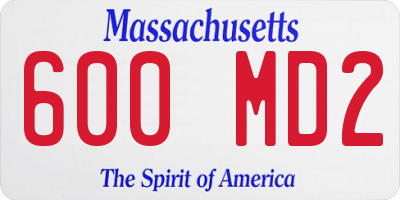 MA license plate 600MD2