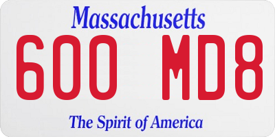 MA license plate 600MD8