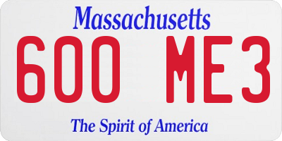 MA license plate 600ME3