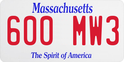 MA license plate 600MW3