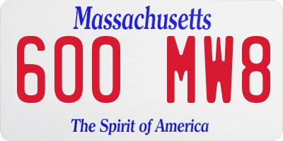 MA license plate 600MW8