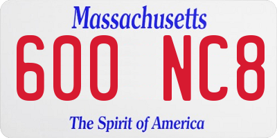 MA license plate 600NC8