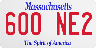 MA license plate 600NE2