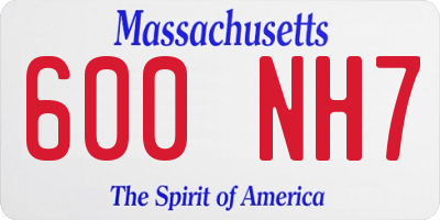 MA license plate 600NH7