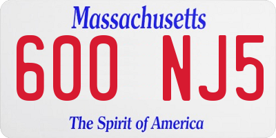 MA license plate 600NJ5