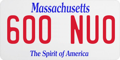 MA license plate 600NU0