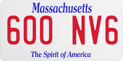MA license plate 600NV6
