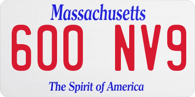 MA license plate 600NV9