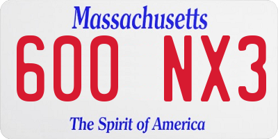 MA license plate 600NX3