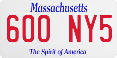 MA license plate 600NY5