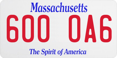 MA license plate 600OA6