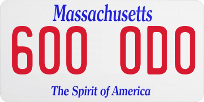 MA license plate 600OD0