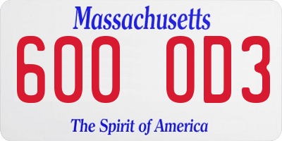 MA license plate 600OD3