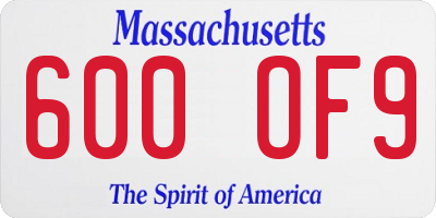 MA license plate 600OF9