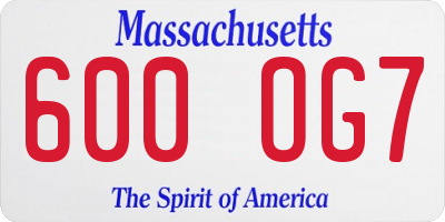 MA license plate 600OG7