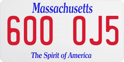 MA license plate 600OJ5