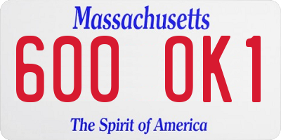 MA license plate 600OK1