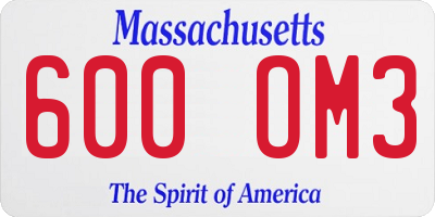 MA license plate 600OM3
